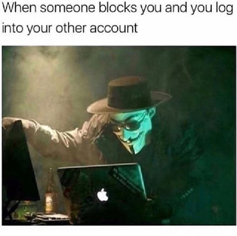 When someone blocks you and you log into your other account