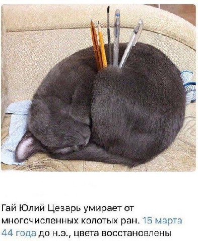 4 Гай Юлий Цезарь умирает от многочисленных колотых ран. 15 марта 44 года до цвета восстановлены