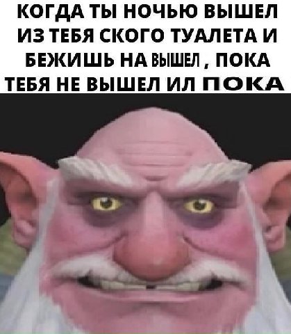 КОГДА ТЫ НОЧЬЮ ВЫШЕЛ ИЗ ТЕБЯ СКОГО ТУАЛЕТА И БЕЖИШЬ НА ВЫШЕЛ, ПОКА ТЕБЯ НЕВЫШЕЛ ПОКА у