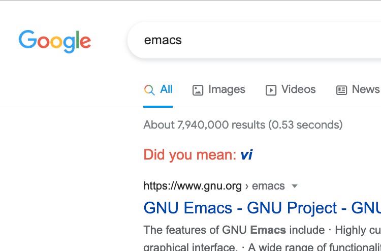 етас$ Google All Images Videos News About 7,940,000 results (0.53 seconds) Did you mean: https://www.gnu.org у GNU Emacs GNU Project GNL The features of GNU Етасз include Highly aranhical interface A 