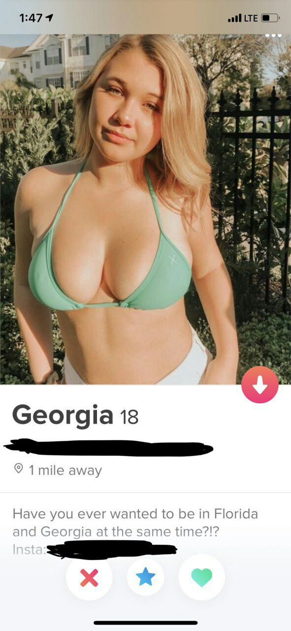 1:47 1 LTE у а were Vie a a №7 a 7 a 4 3 4 о Georgia 18 mile away Have you ever wanted to be in Florida and Georgia at the same time?!?