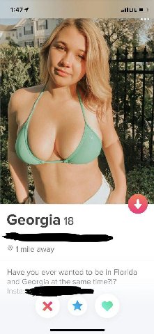 1:47 1 LTE у а were Vie a a №7 a 7 a 4 3 4 о Georgia 18 mile away Have you ever wanted to be in Florida and Georgia at the same time?!?
