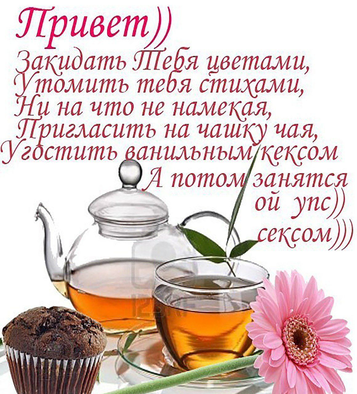 a кидать иветами, тебя стихами, и на что He намекая, игласить на чашку чая, анильным/Жексом пото упс у