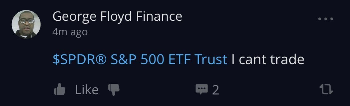 George Floyd Finance cant trade