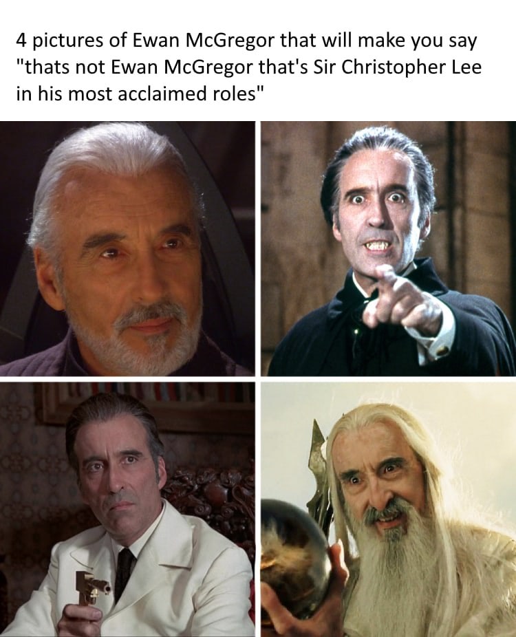 4 pictures of Ewan McGregor that will make you say "thats not Ewan McGregor that's Sir Christopher Lee in his most acclaimed roles" у