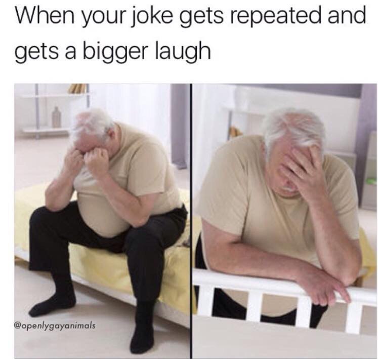 When your joke gets repeated and gets a bigger laugh @openlygayanimals
