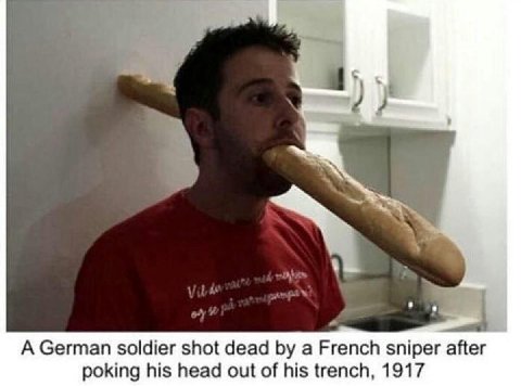 2 A German soldier shot dead a French sniper after poking his head out of his trench, 1917