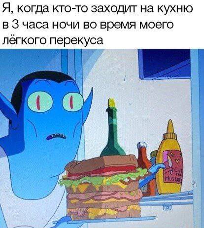 Я, когда кто-то заходит на кухню в 3 часа ночи во время моего легкого перекуса 4