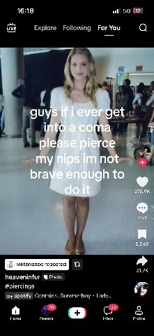 16:18 17 LIVE For You ever get into егсе tre not my bra Beng ugh to 264 8,868 viktoriazoe reposted heaveninfur Photo #piercings Spotify Contains: Summerboy Lady... 6 41 Ноте Friends Inbox Profile