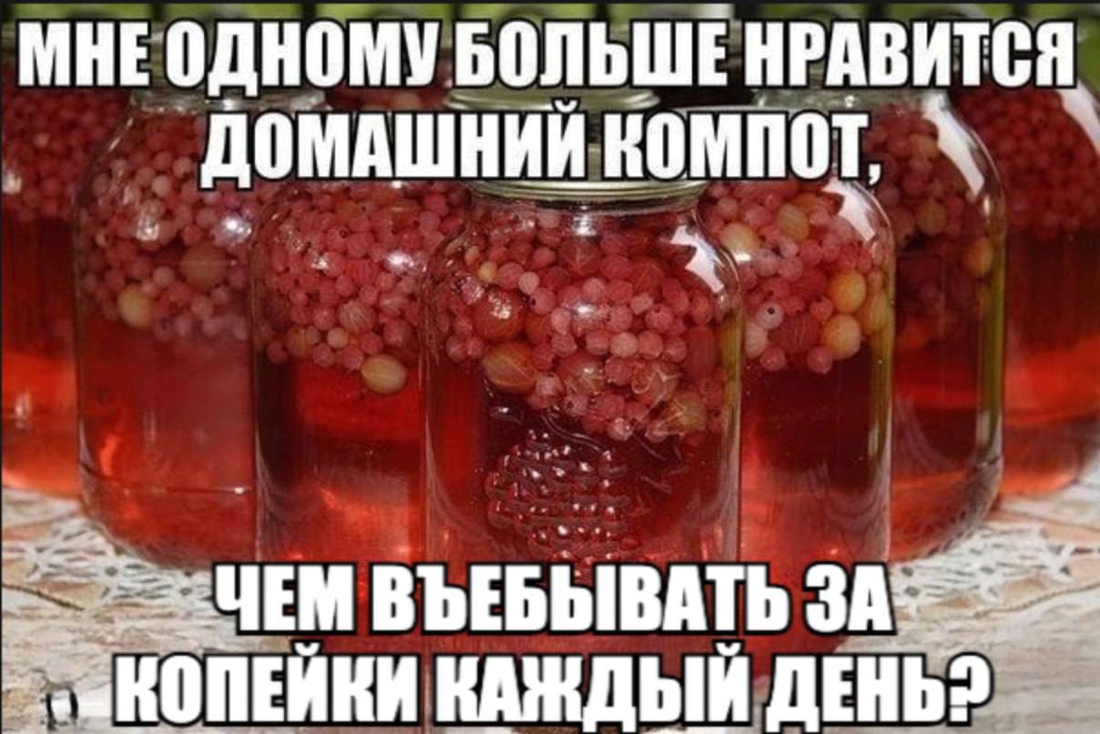 Я МНЕ: одному БОЛЬШЕН НРАВИТС Компот, ЧЕМ ВЪЕБЫВАТЬ ЗА КОПЕЙКИ КАЖДЫЙ