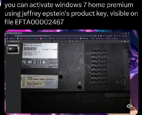 you can activate windows 7 home premium using jeffrey epstein’s product key, visible on file ЕРТАОООО2467 С