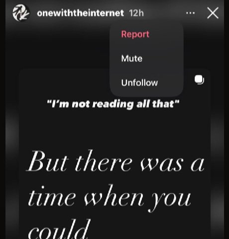 onewiththeinternet Report Mute Unfollow not reading all that" But there was a lime when you COM