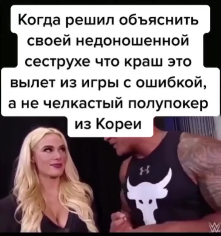 Когда решил объяснить своей недоношенной сеструхе что краш это вылет из игры с ошибкой, а не челкастый полупокер