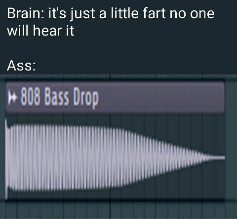 Brain: it's just а little fart no one will hear it Ass: 808 Bass Drop