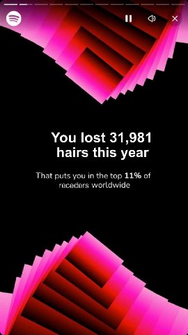 You lost 31,981 hairs this year That puts you in the top 11% of receders worldwide
