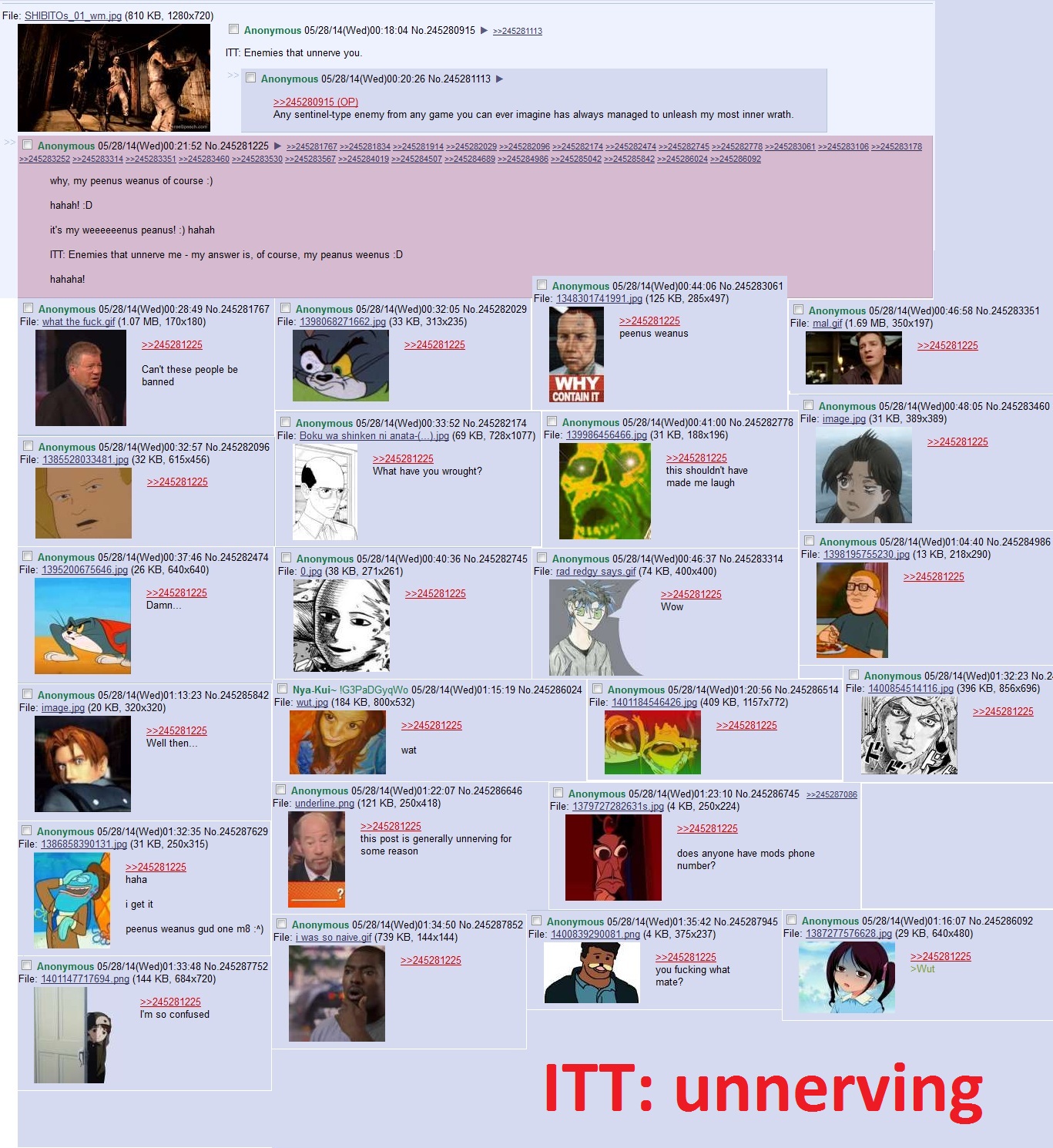 File: (810 Anonymous 06/28/14(Wed)00:18:04 No.245280915 ITT: Enemies that unnerve you Anonymous 05/28/14(Wed)00:20:26 No.245281113 ‘Any sentin type enemy from any game you can ever imagine has always 