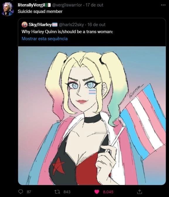 17 out is Suicide squad member 16 out Why Harley Quinn is/should be a trans woman: a. a> a if АМА 7 1 У a «о И a 1 О a 843 1