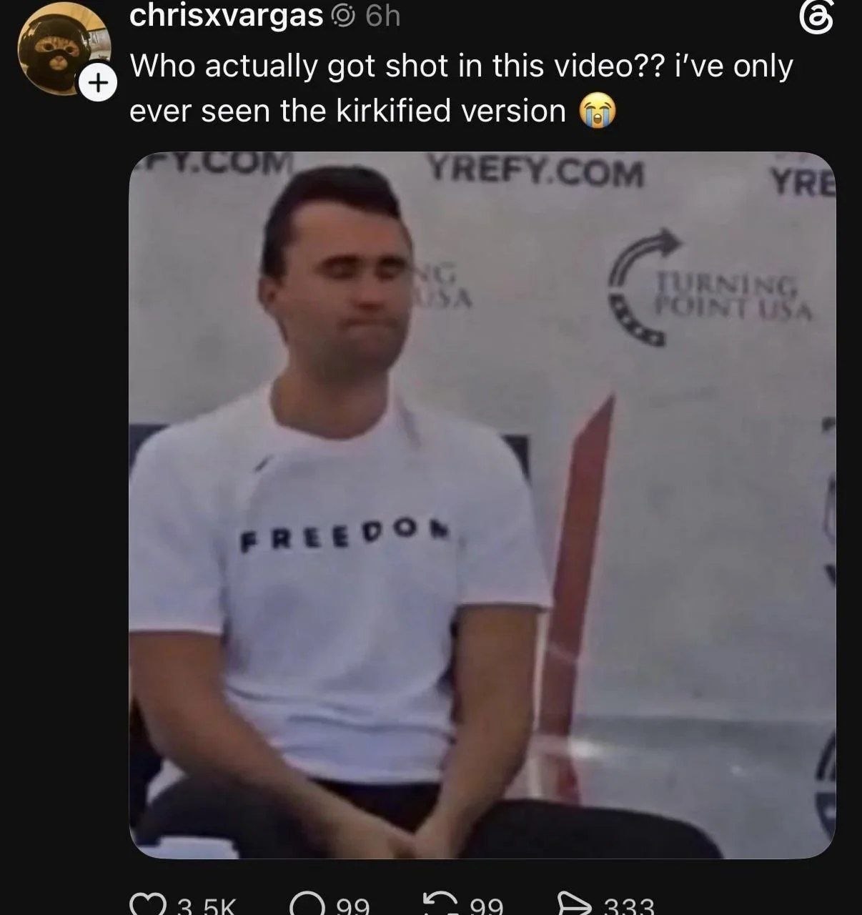 chrisxvargas Who actually got shot in this video?? only ever seen the kirkified version УНЕРУ. СОМ YRE ПЕЕСО