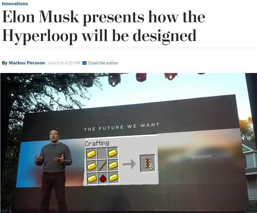 Innovations Ноп Musk presents how the Hyperloop will be designed Markus Persson Me THE FUTURE WE