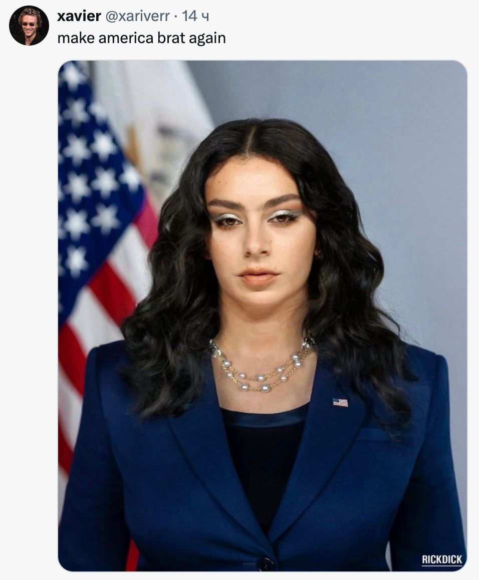 xavier @xariverr 14.4 9 make america brat again 53 RICKDICK
