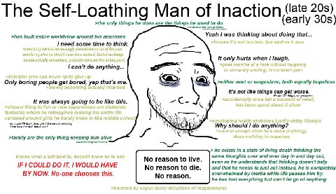 >the only things he does are the things he used to rly >he does them less and less >has built entire worldview around his neuroses Yeah was thinking about doing that... need some time to think. It onl