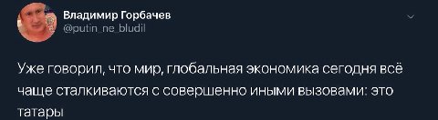 Владимир Горбачев Уже говорил, что мир, глобальная экономика сегодня все чаще сталкиваются с совершенно иными вызовами: это татары