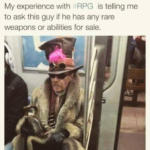 My experience with RPG is telling me to ask this guy if he has any rare or abilities for sale.