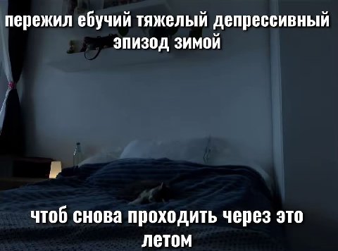 пережил ебучий тяжелый депрессивный эпизод зимой чтоб снова проходить через это летом