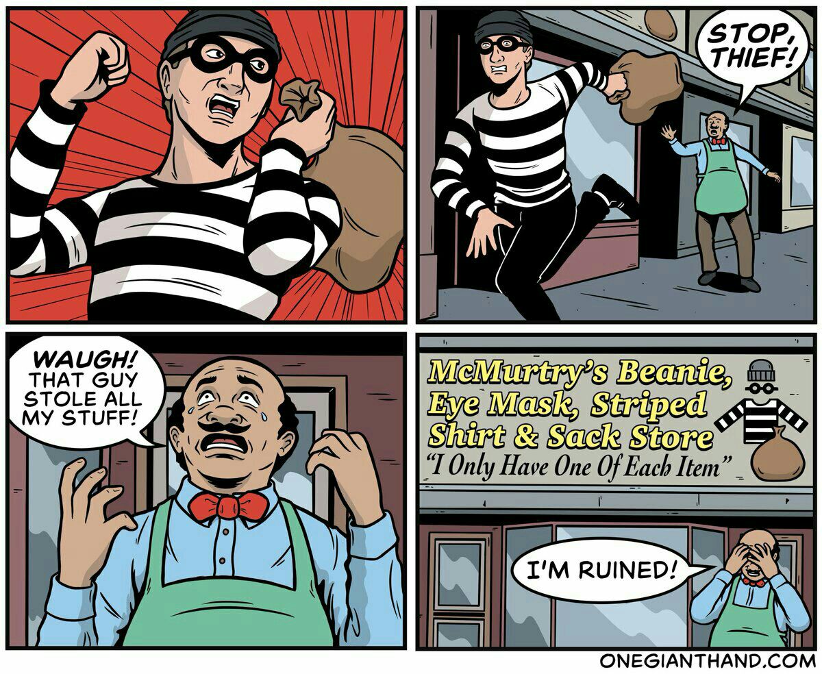 а 7, WAUGH! THAT GUY McMurtry’s Beanie, STOLE ALL У STUFF! Eye Mask, Striped Shirt Sack Store ONEGIANTHAND.COM