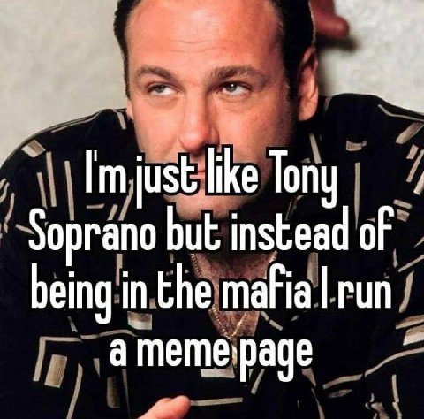 Soprano but instead of being in the run a meme:page