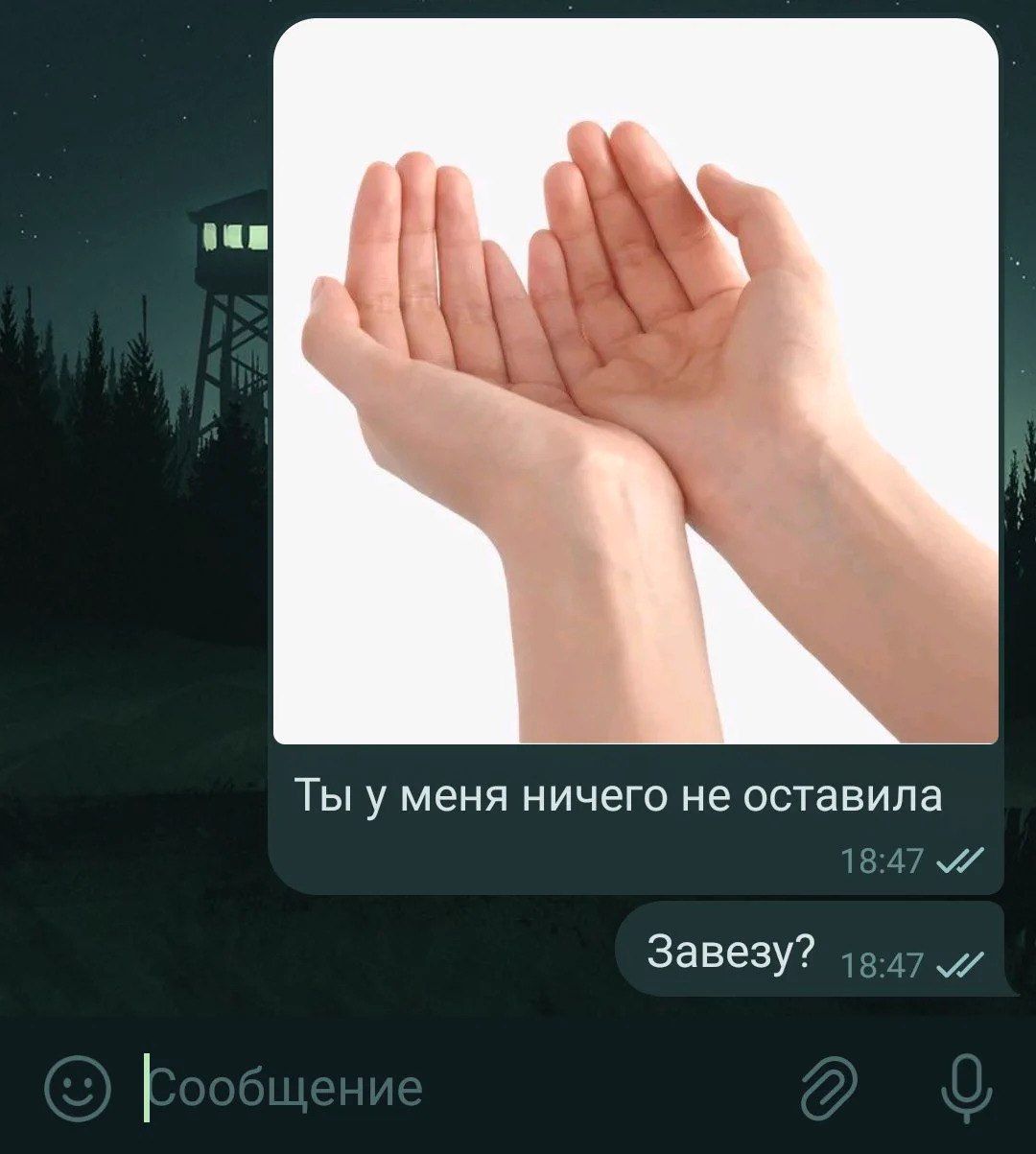 Ты у меня ничего не оставила 18:47 Завезу? 19.47