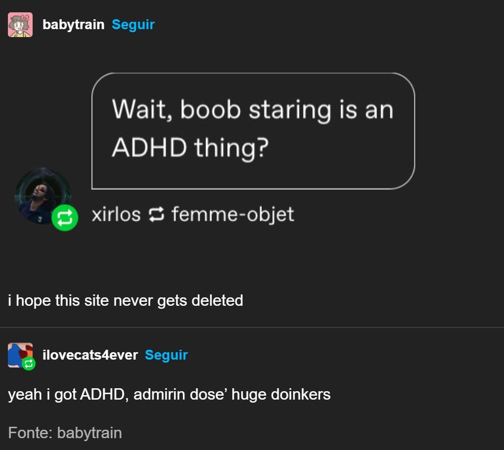 babytrain Seguir Wait, boob staring is an ADHD thing? xirlos femme-objet i hope this site never gets deleted 3 ilovecats4ever Seguir yeah i got ADHD, admirin dose’ huge doinkers Fonte: babytrain
