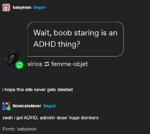 babytrain Seguir Wait, boob staring is an ADHD thing? xirlos femme-objet i hope this site never gets deleted 3 ilovecats4ever Seguir yeah i got ADHD, admirin dose’ huge doinkers Fonte: babytrain