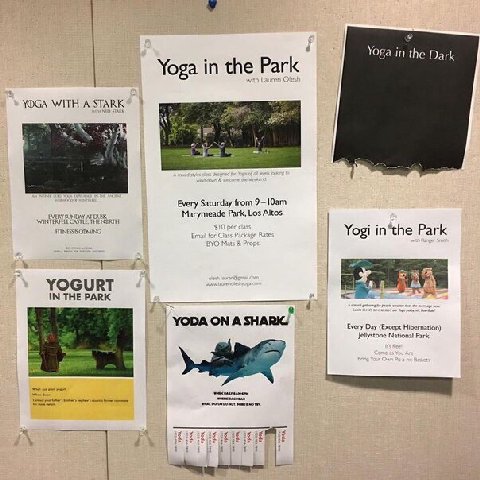 Yoga in the Dark Yoga in the Park YOGA WITH A STARK Every Saturday from Park, Los Altos Yogi Park YOGURT IN THE PARK YODA ON А Every Day (Except Hibernation) Jellystone National Park 00 ame