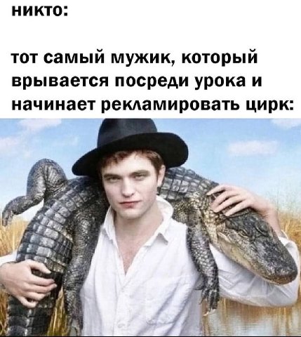 никто: тот самый мужик, который врывается посреди урока и начинает рекламировать цирк: 74