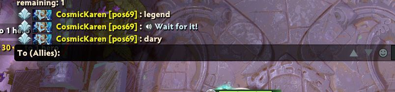 remaining: 1 5 СозписКагеп legend Wait for it! 2 CosmickKaren Чагу 30° To (Allies):