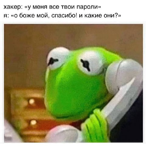хакер: «у меня все твои пароли» Я: «0 боже мой, спасибо! и какие они?»