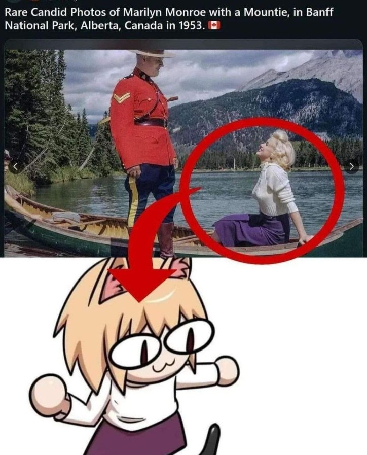 Rare Candid Photos of Marilyn Monroe with а Mountie, Banff National Park, Alberta, Canada in 1953. 8 2 4