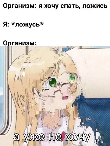 Организм: я хочу спать, ложись Я: *ложусь* Организм: A An