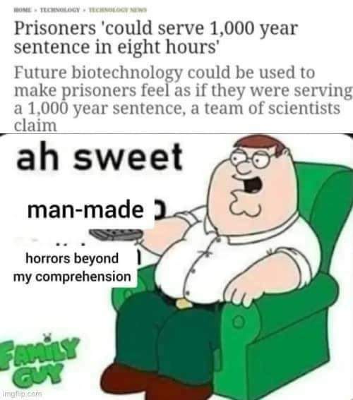 Prisoners ‘could serve 1,000 year sentence in eight Future biotechnology could be used to make prisoners feel as if they were serving a 1,000 year sentence, a team of scientists claim sweet man-made h