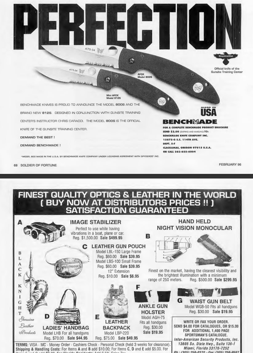 ATS.34 С ION 5 Official knife of the Gunsite Center Моде! 8008 AFCK Model 8125 BENCHMADE KNIVES IS PROUD TO ANNOUNCE THE MODEL AND THE BRAND NEW DESIGNED IN CONJUNCTION WITH GUNSITE TRAINING USA CENTE