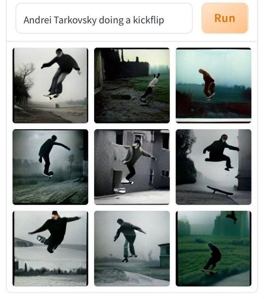 Andrei Tarkovsky doing а kickflip Run