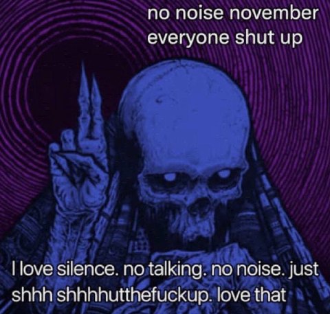 по noise november everyone shut up love silence. no noise. just shhh shhhhutthefuckup. love that