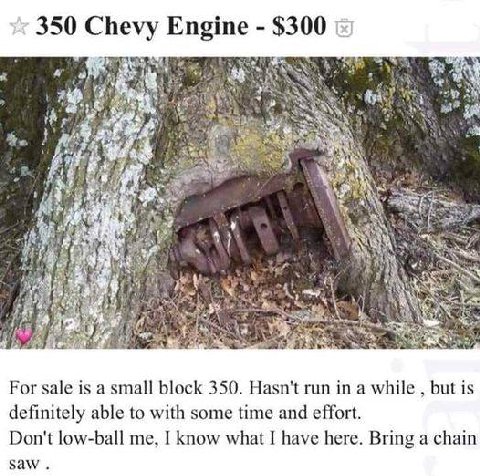 350 Chevy Engine $300 For sale is a small block 350. Hasn't run in a while but is definitely able to with some time and effort. Don't low-ball me, I know what I have here. Bring a chain saw