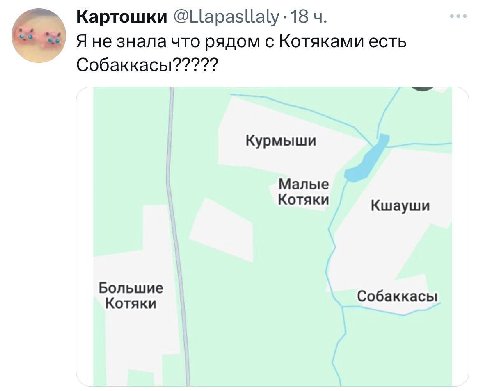 Картошки @Llapasllaly 18 Ane знала что рядом с Котяками есть Собаккасы????? Курмыши Малые Котяки Кшауши Большие Собаккасы Котяки