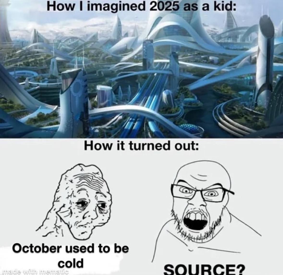How imagined 2025 as а kid: и How it turned out: October used to be cold