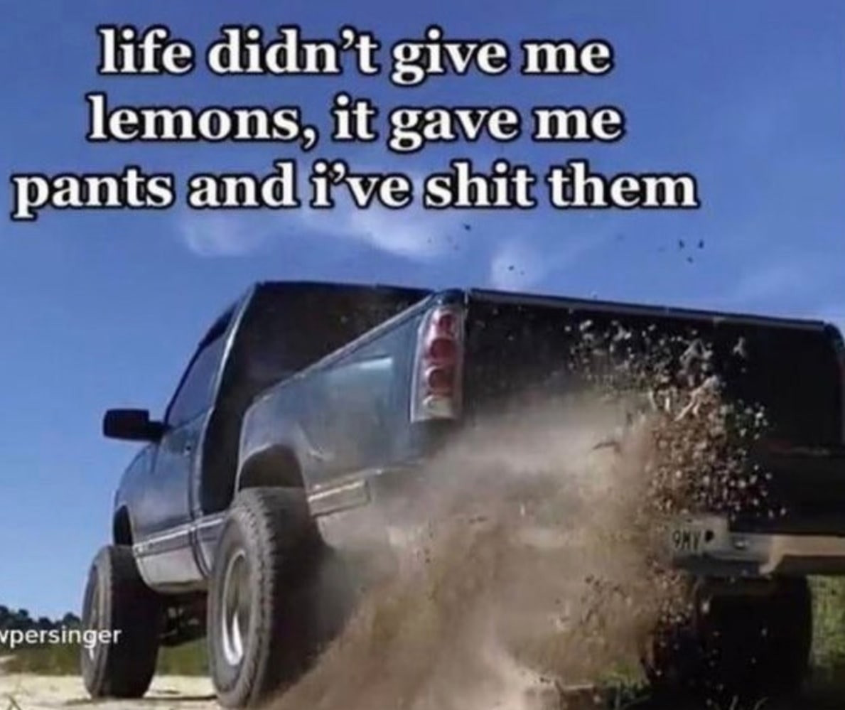 life didn’t give me lemons, it gave me pants and гуе shit them nger