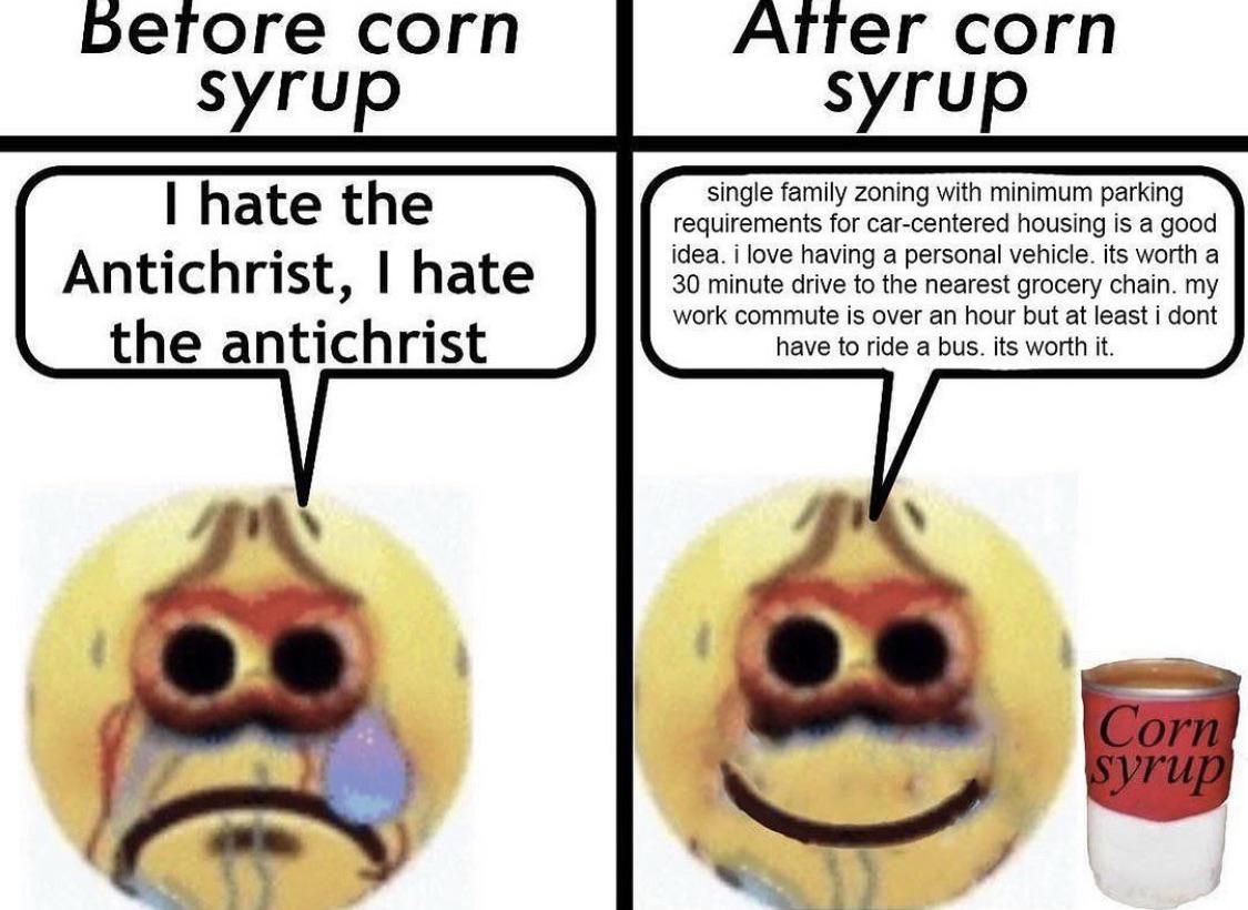 berore corn corn syrup syrup hate the single family Zoning with minimum parking idea. i love having a personal vehicle. its worth a requirements for car-centered housing is a good Antichrist, hate 30 