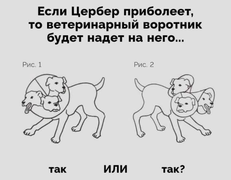 Если Цербер приболеет, то ветеринарный воротник будет надет на него... Рис. 1 Рис. 2 так ИЛИ так?