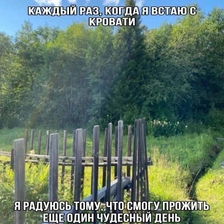КАЖДЫЙ РАЗ, КОГДА Я ВСТАЮ с КРОВАТИ РАДУЮСЬ смогу ПРОЖИ `ЕЩЕ ОДИН ЧУДЕСНЫЙ ДЕНЬ